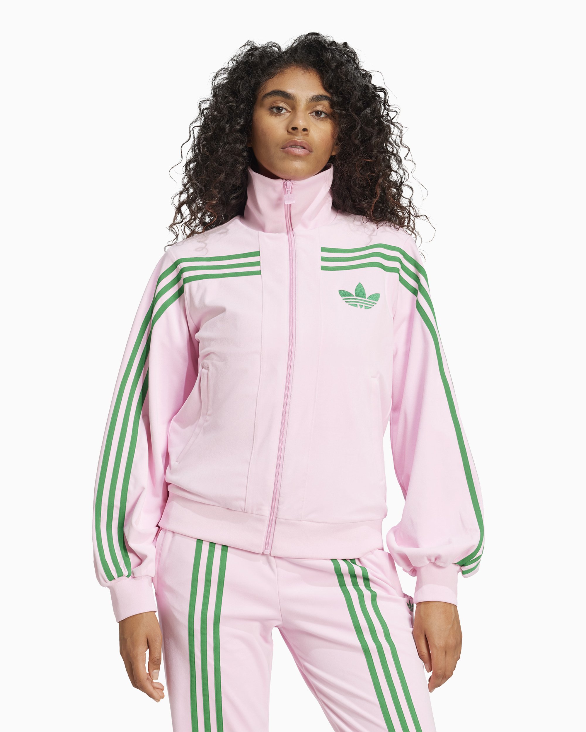 adidas Originals Women s Velour Track Jacket Pink JN8284 FOOTDISTRICT