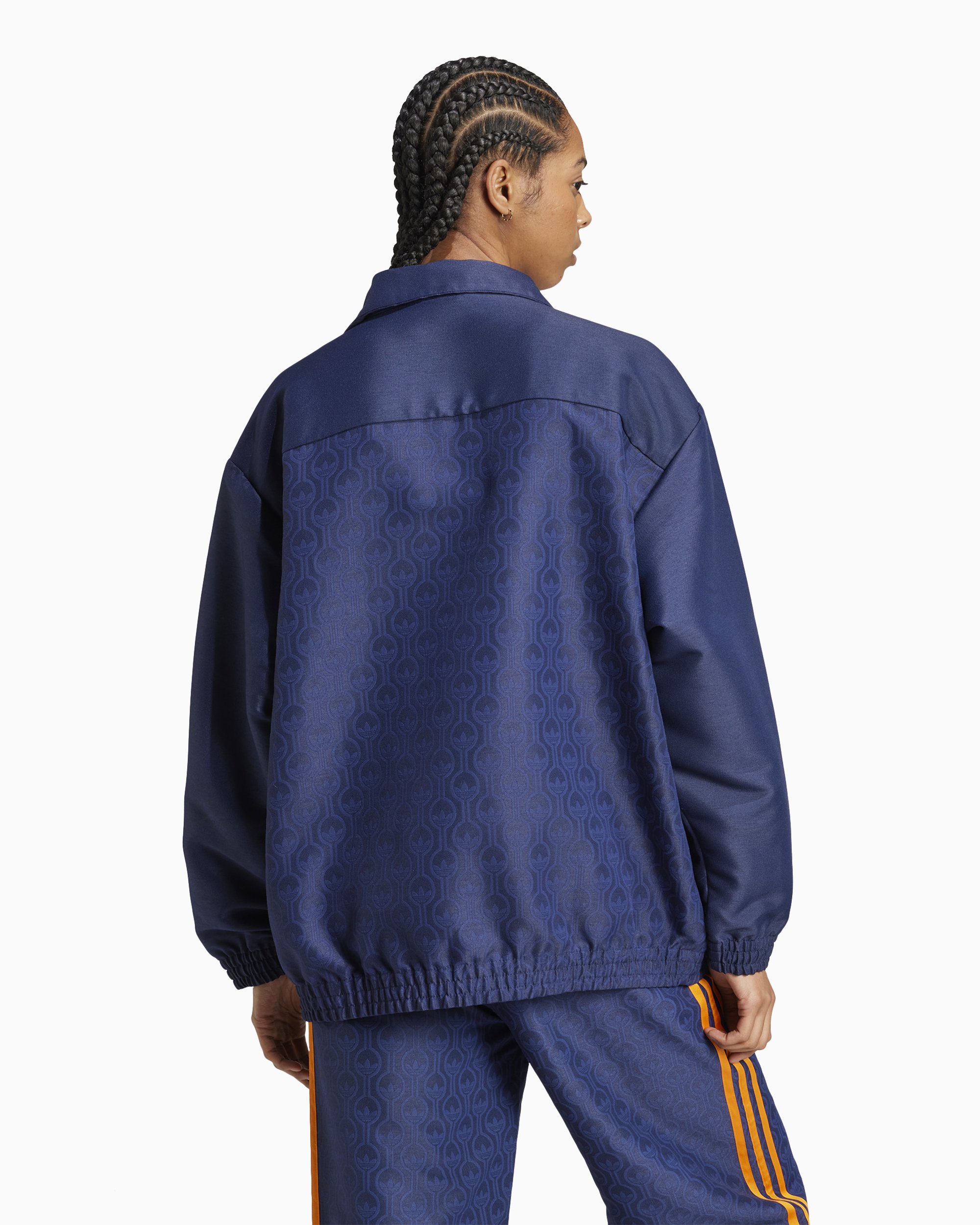 adidas Originals Women s Oversized Monogram Track Jacket Blue JN8302 FOOTDISTRICT