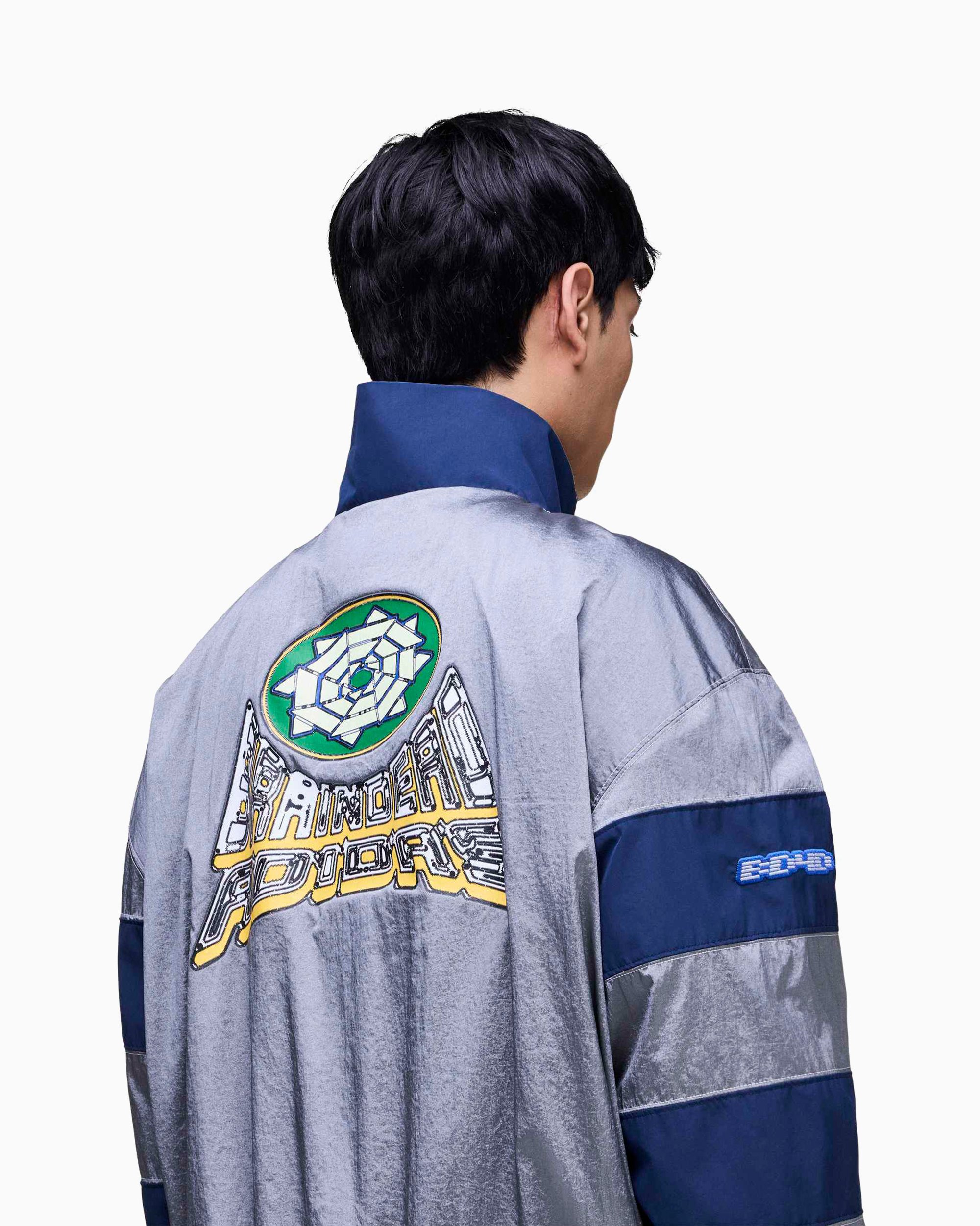 adidas Originals x Brain Dead Men's Half Zip Sweatshirt Blue