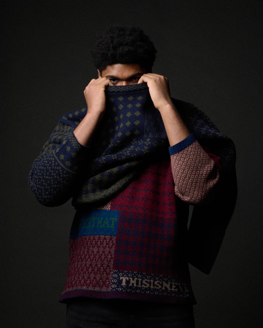 thisisneverthat® Block Men's Knit Sweater Blue TN243KKNPK06
