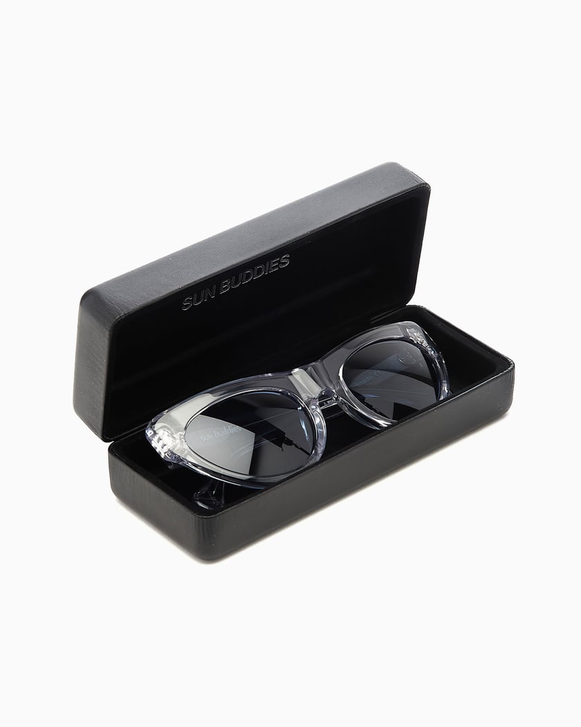Angular Frame Gold Detail Temple Sunglasses - Black