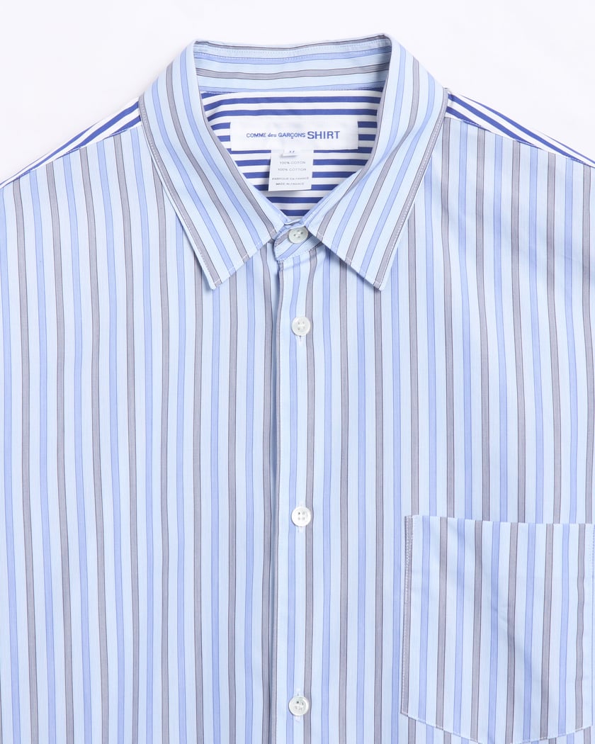 Comme Des Garçons Men's Long Sleeve Shirt Blue FZ-B401-PER-2 Comme Des Garçons Men's Long Sleeve Shirt Blue FZ-B401-PER-2