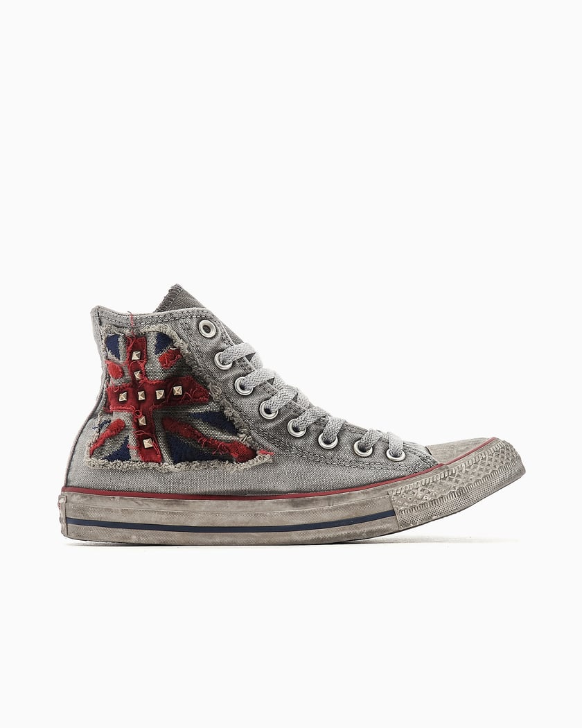 Converse Chuck Taylor All Star High Distressed UK Flag Gris 167388C FOOTDISTRICT