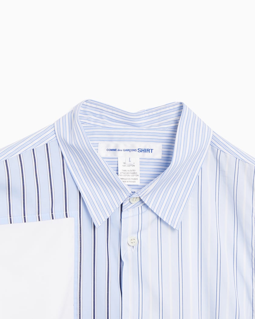 Comme Des Garcons Shirt Men s Cotton Stripe Poplin Shirt Blue White FM B032 S24 1 FOOTDISTRICT