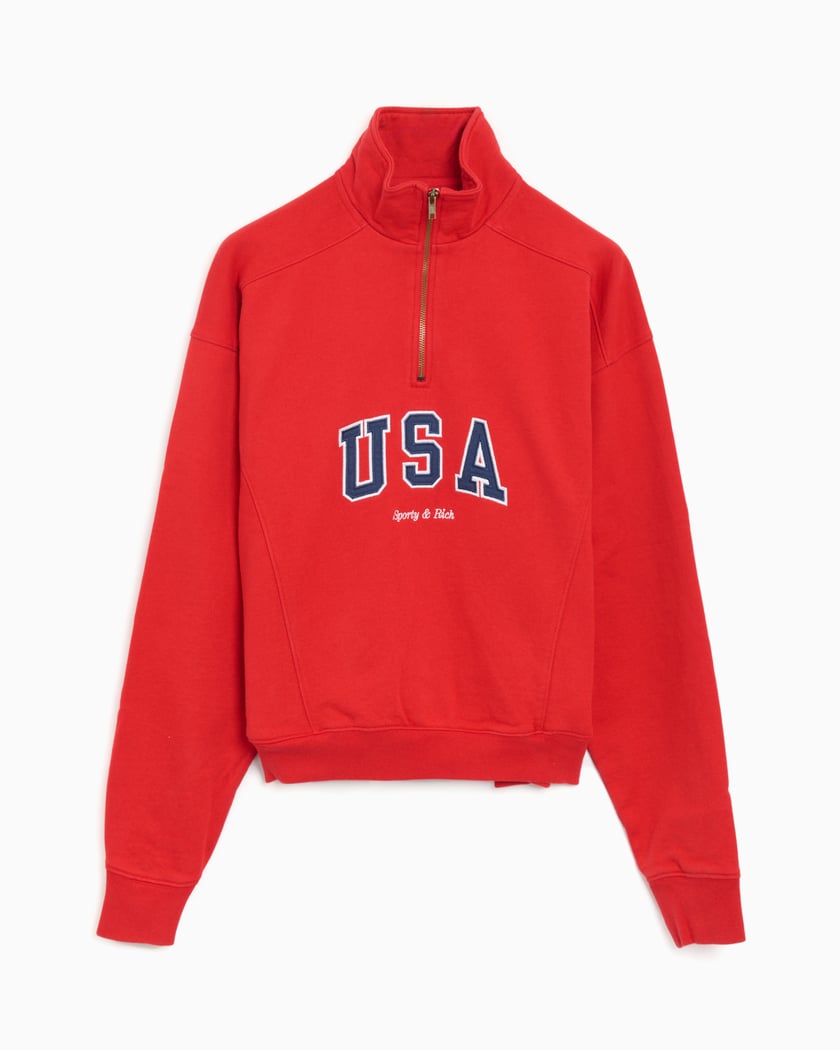 Sporty & Rich USA Unisex Quarter Zip Sweatshirt