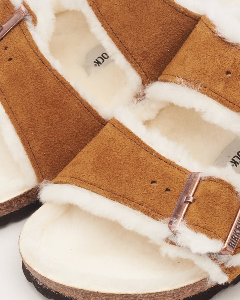 BIRKENSTOCK Arizona Shearling Suede Leather Narrow Braun 1001135 FOOTDISTRICT