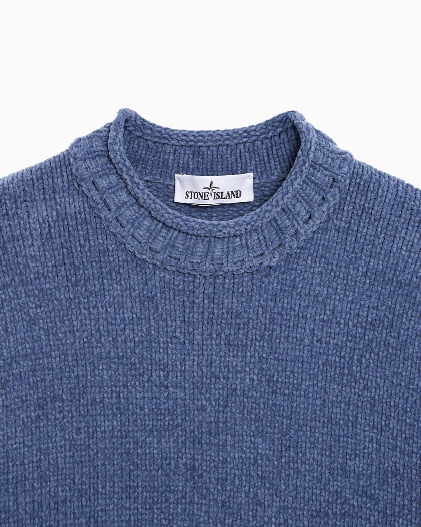 Stone Island Chenille Degradé Oversize Men's Sweater Blue