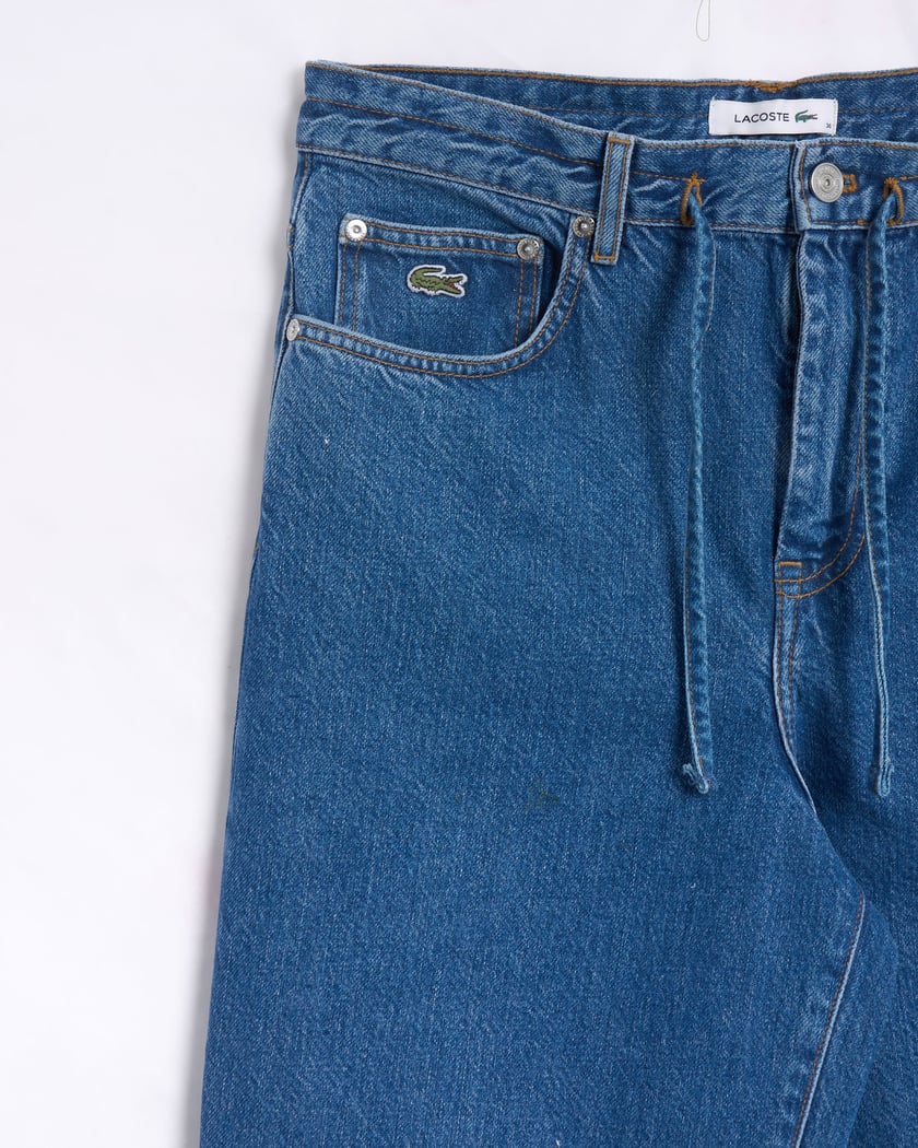 Jeans Relaxed Lacoste Wide Fit Denim Pants pour femme Bleu HF0206