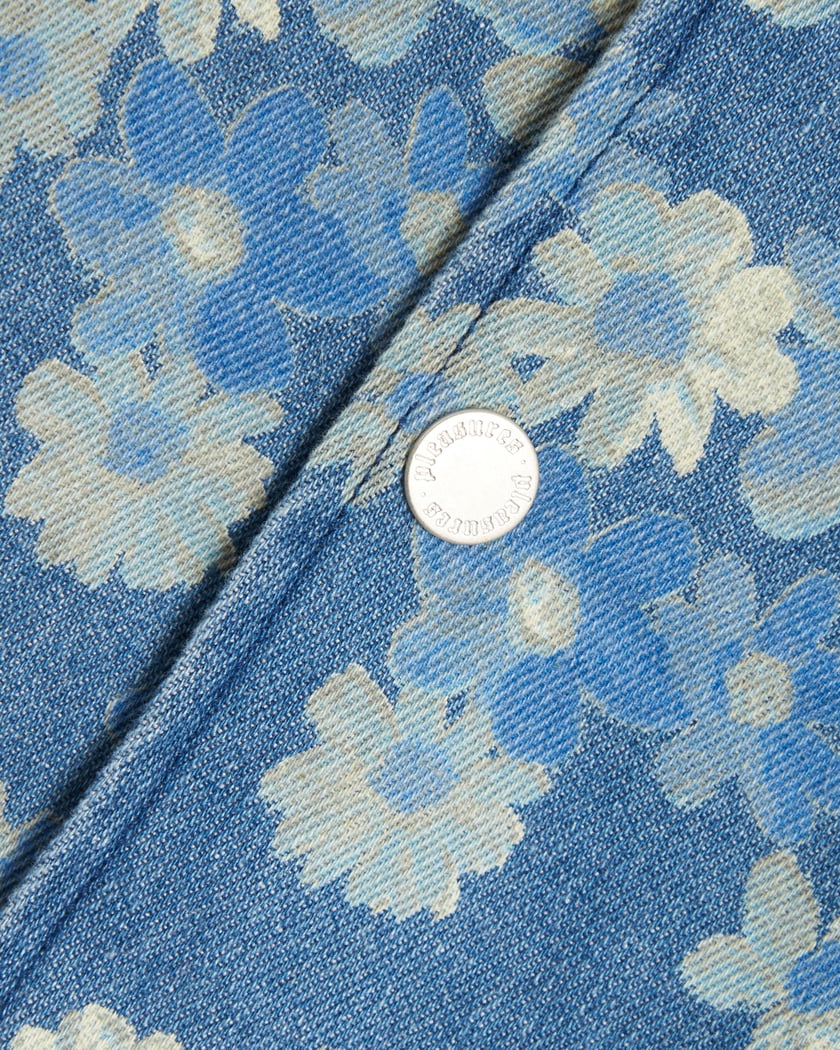 Pleasures Garden Men's Denim Coach Jacket Blue P23F005 Pleasures Garden Men's Denim Coach Jacket Blue P23F005