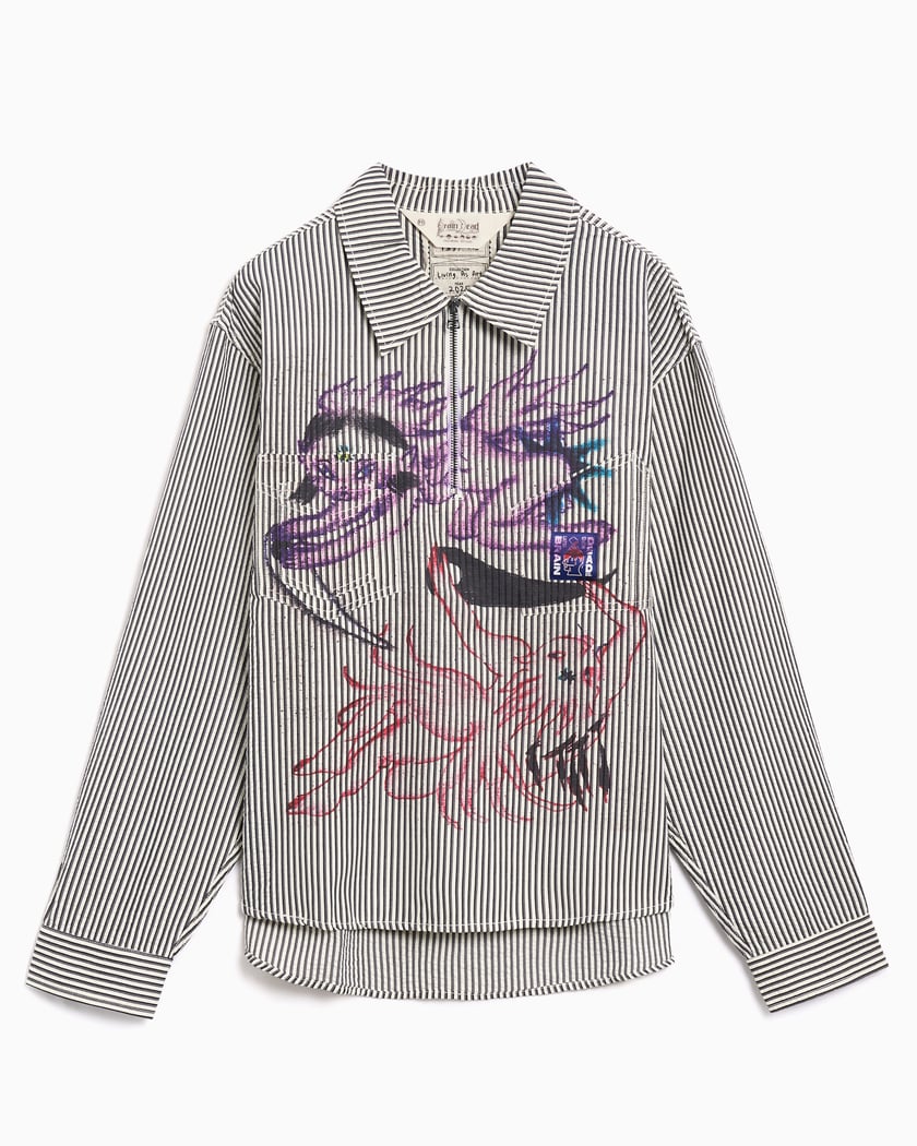 Brain Dead Angel Graphic Half Zipper Men's Shirt Multi