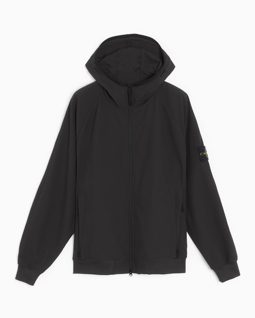 Soft shell badge hooded jacket store