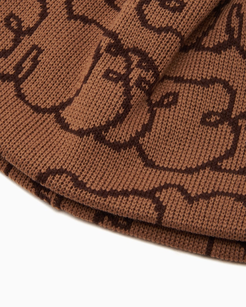 SNEEZE MAGAZINE Sneeze All Over Logo Unisex Beanie Brown SN
