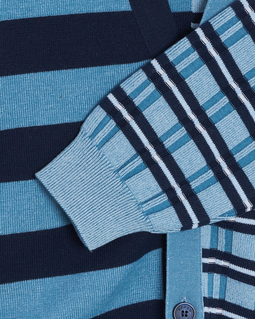 Kenzo Men's Striped Cardigan Blue FC65CA3283CK-64 | FOOTDISTRICT