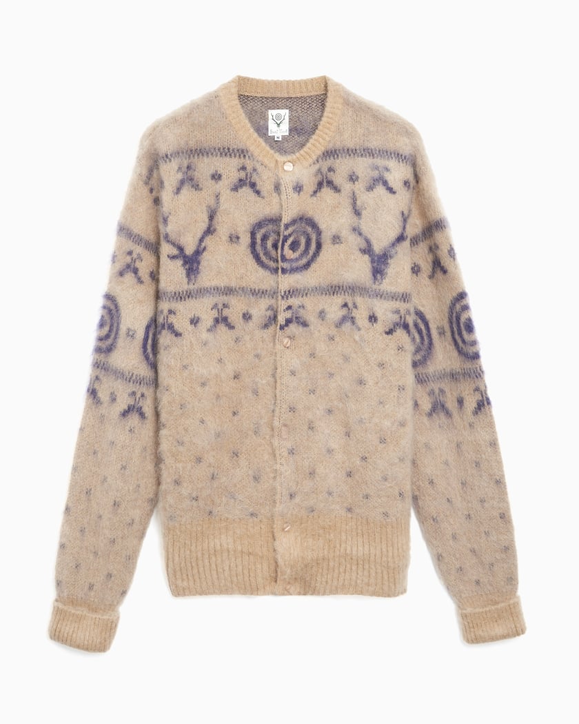 South2 West8 Men's Loose Fit Crew Neck Cardigan 223 |PU557-A-Beige|  FOOTDISTRICT