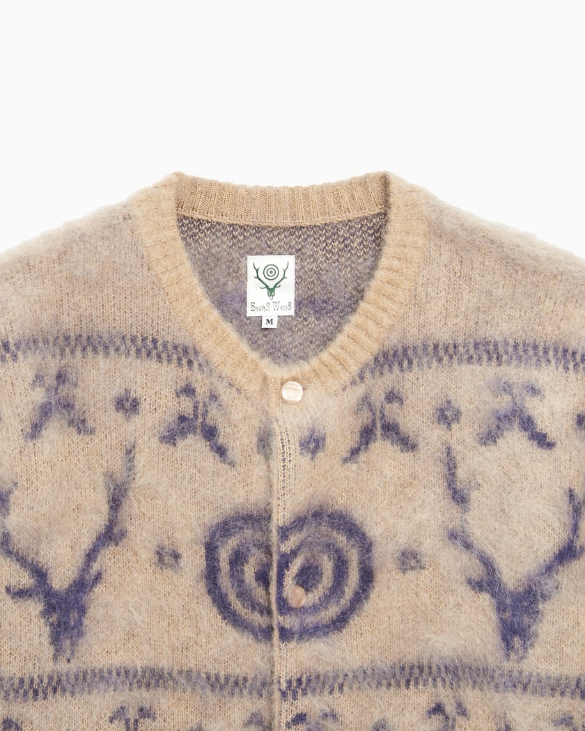 South2 West8 Men's Loose Fit Crew Neck Cardigan Beige PU557-A-Beige |  FOOTDISTRICT