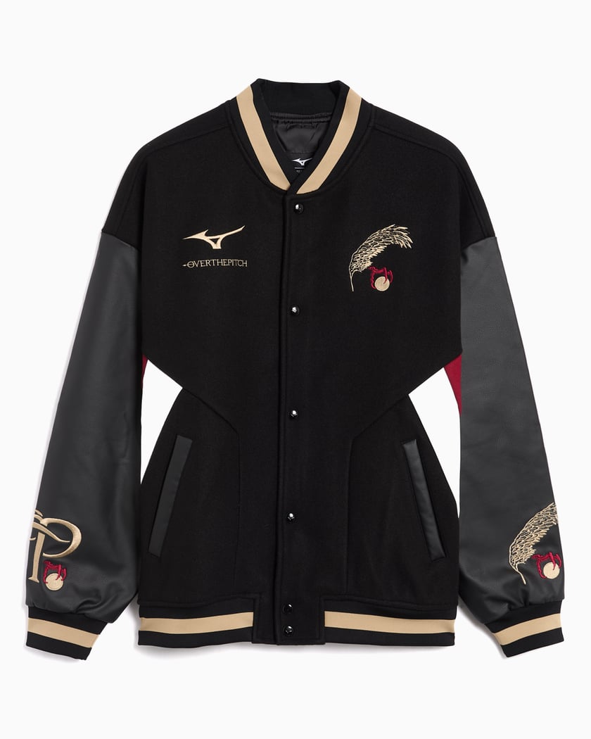 OVER THE PITCH x Mizuno Varsity Logo Men's Varsity Jacket Black