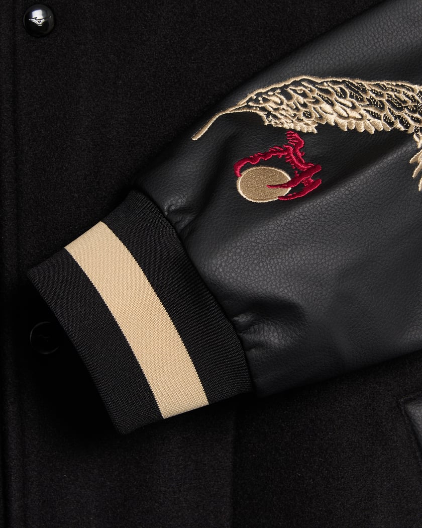 mizuno pro スタジャン OVER THE PITCH x Mizuno Varsity Logo Men's Varsity Jacket Black