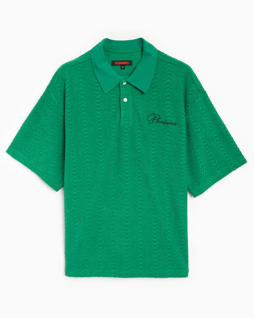 Pleasures Zen Men's Terry Boxy Polo Green P24SU037-GREEN