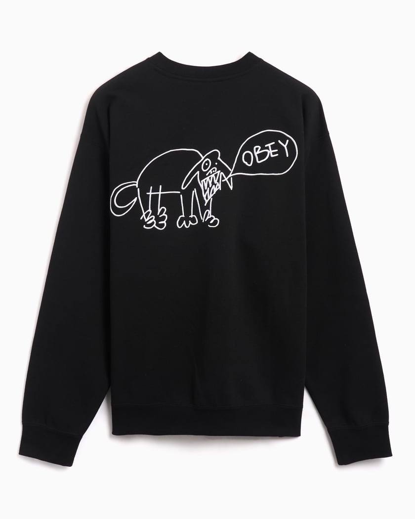 OBEY Clothing Dog Doodcrew Men s Sweatshirt Black 112480155 BLK FOOTDISTRICT