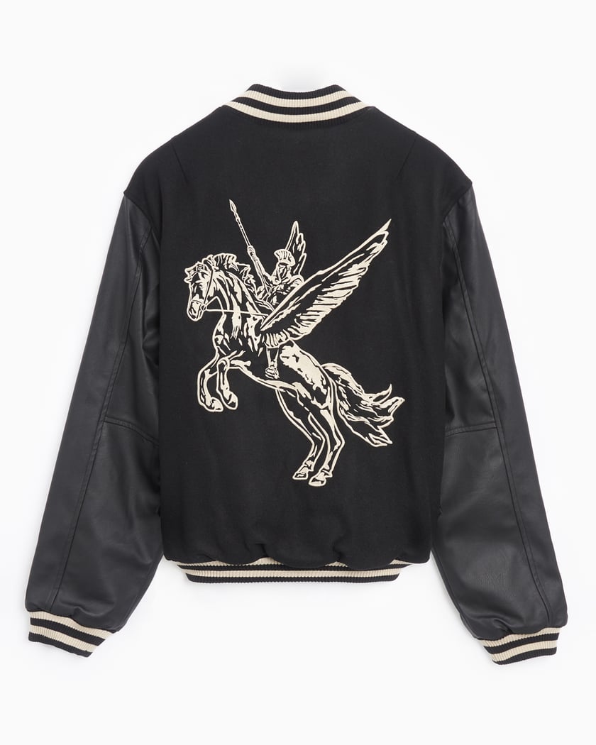 REPRESENT CLO Mascot Men's Wool Varsity Jacket Black MLM1127-001 |  FOOTDISTRICT