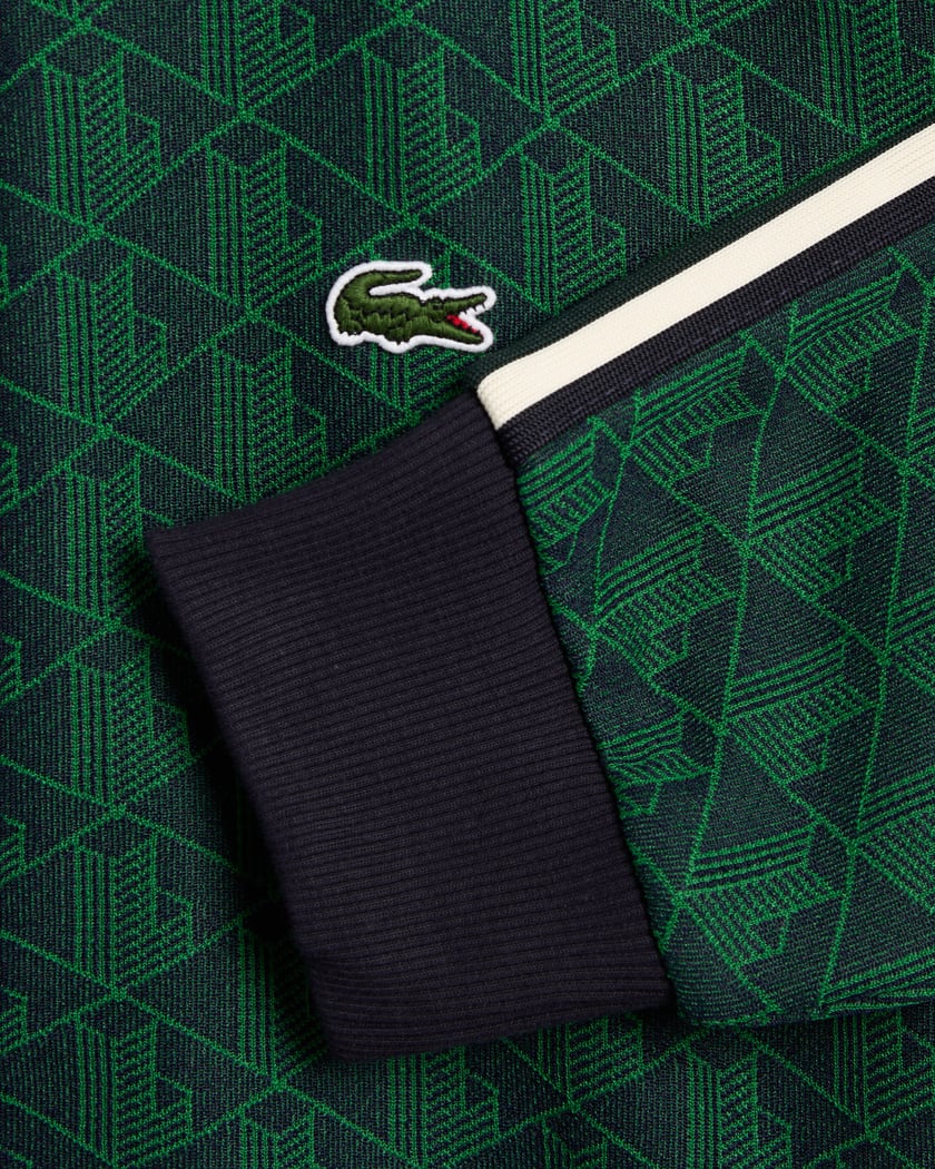 Lacoste Men's Monogram Jacquard Zip Sweatshirt Green SH1368-00-IQ0 