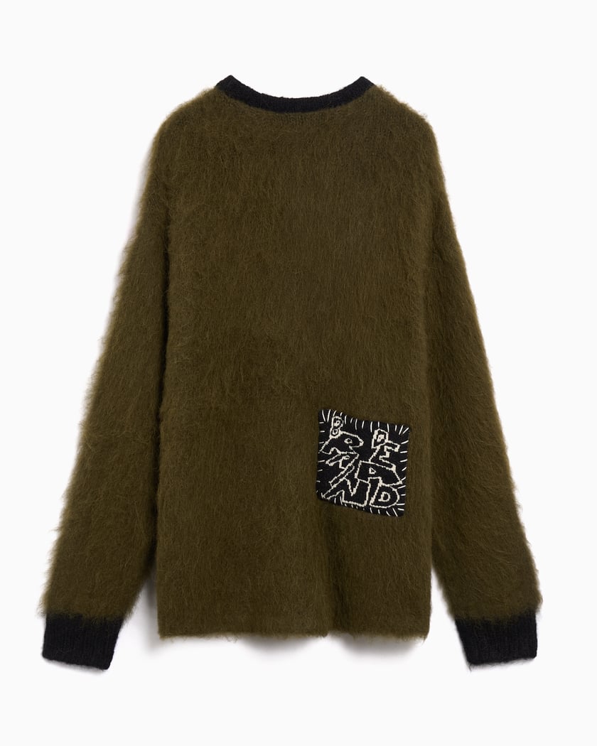 Maglione con grafica Boxy Brain Dead Future Vision per uomo Verde