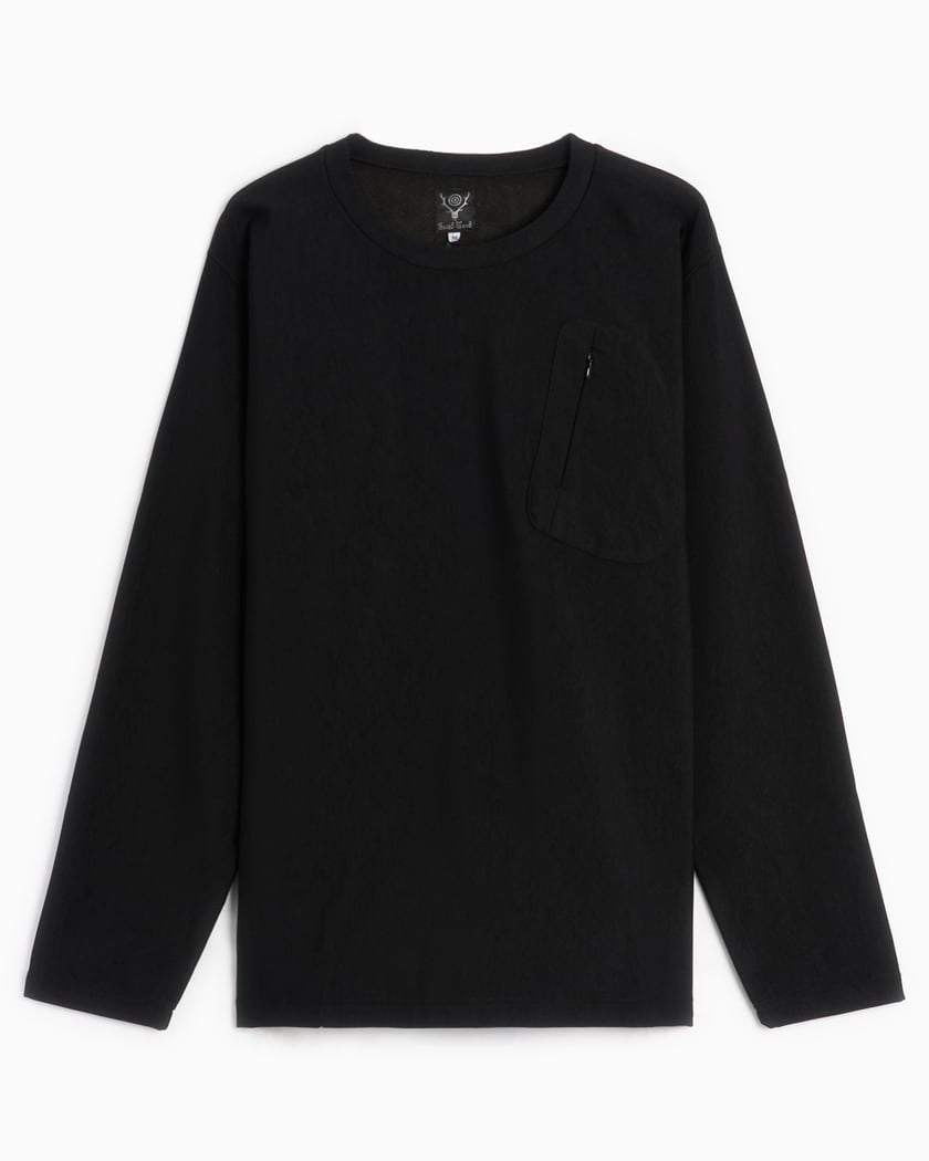 South2 West8 Men's Zipped Pocket Fleece Long Sleeve T-Shirt Men's