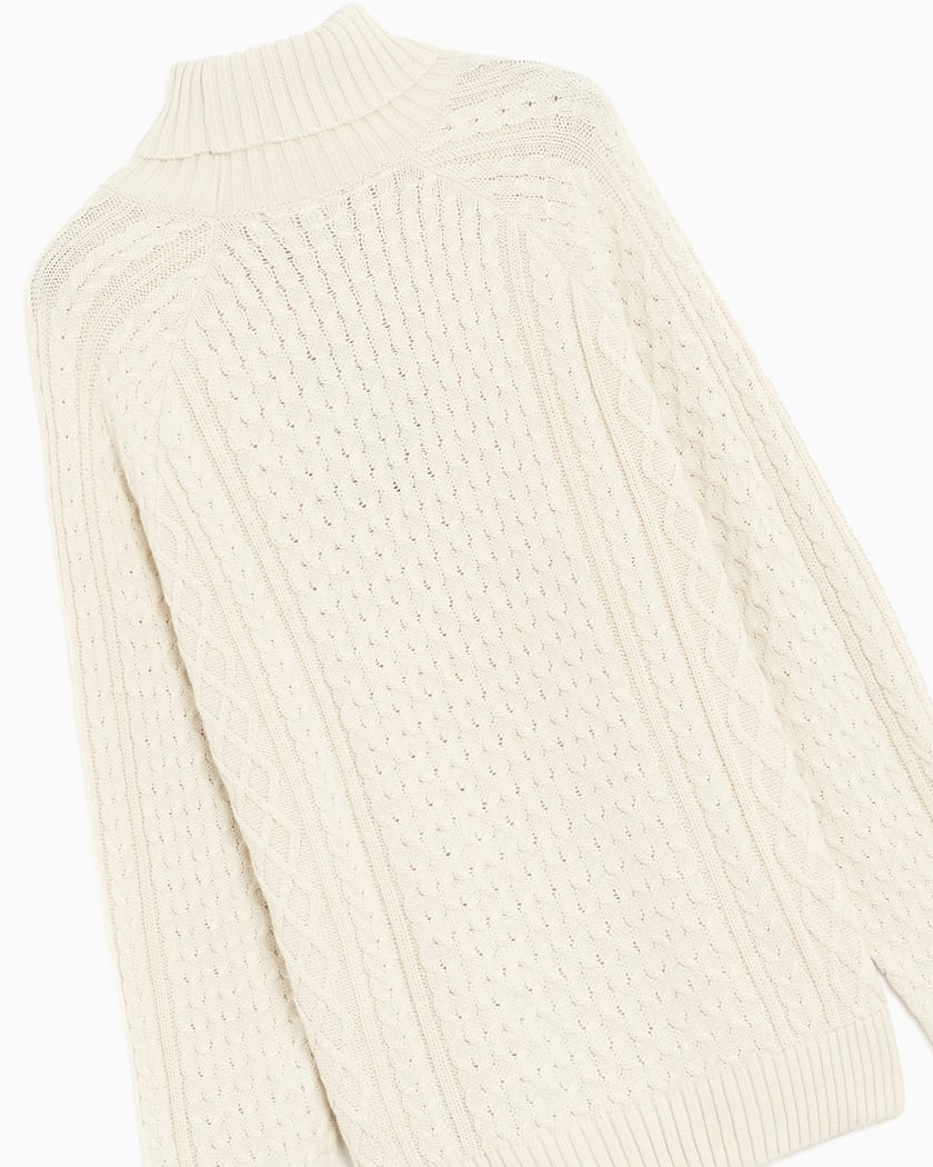 DIESEL Cable Knit Turtleneck Sweater in White for Men