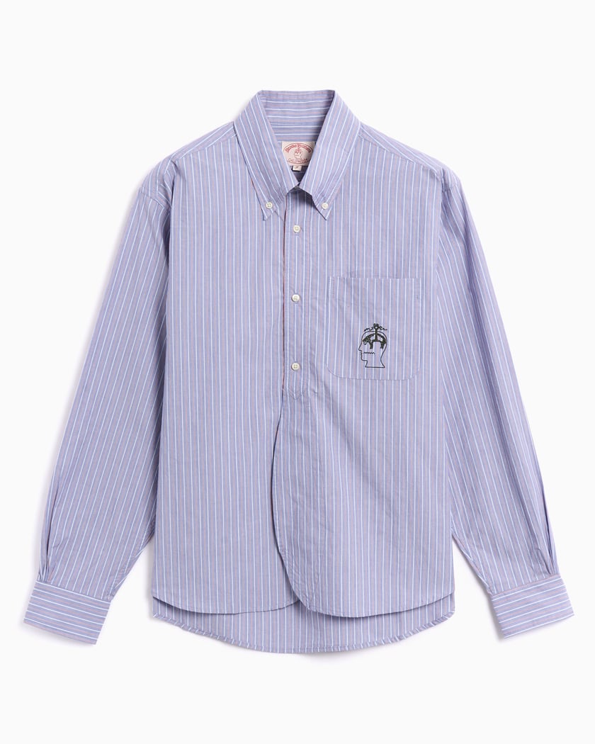 Brain Dead Brooks Brothers Half Placket Oxford Striped Men's