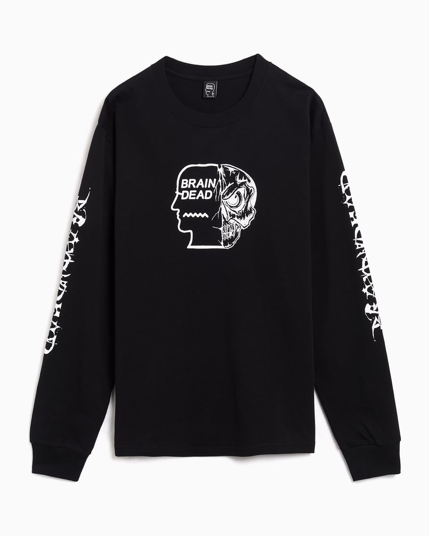 Brain Dead Skull Mech Graphic Long-Sleeved Relaxed Men's T-Shirt
