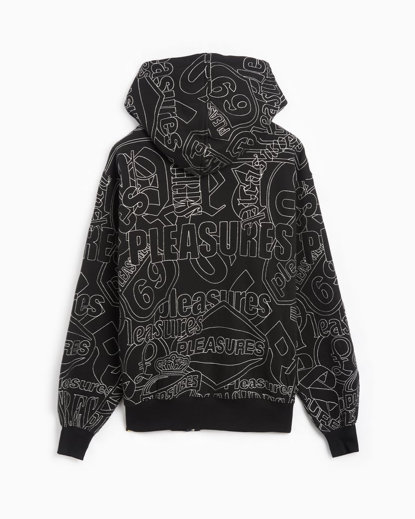 Pleasures Signal Men s Zip Up Hoodie Nero P24SP015 BLACK FOOTDISTRICT