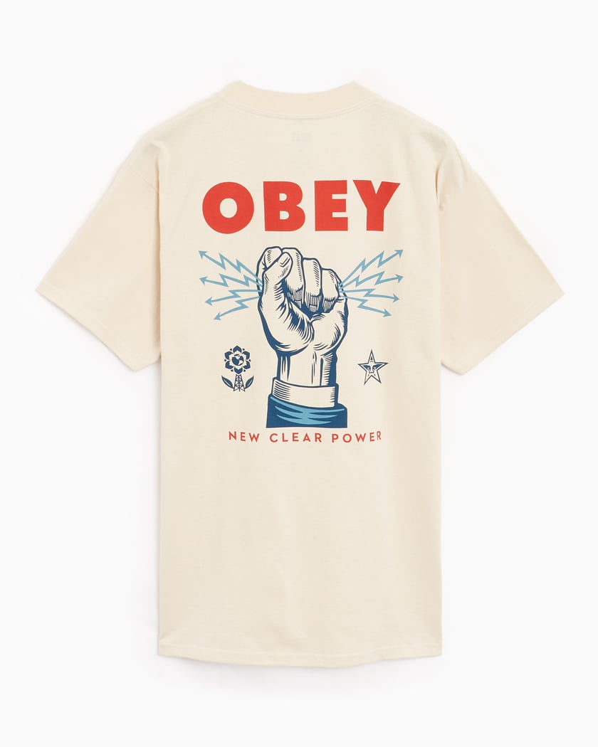 OBEY Clothing Obey New Clear Power Men s T Shirt Beige 165263779 CRM FOOTDISTRICT
