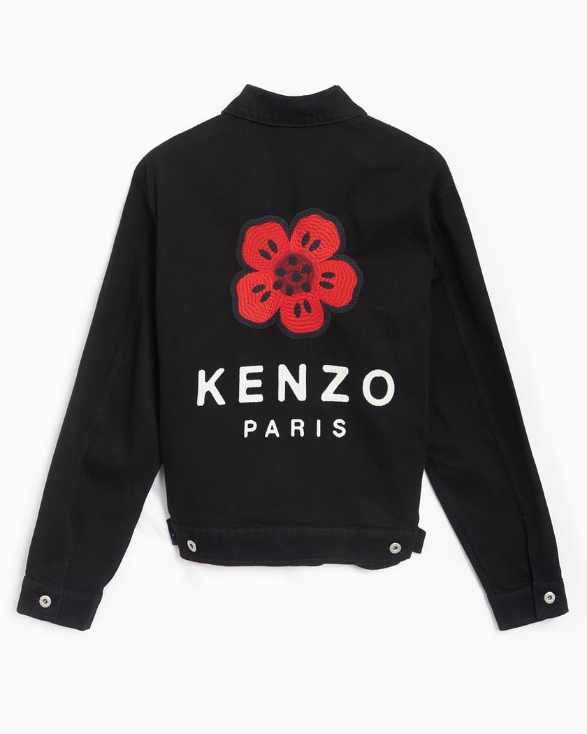 Kenzo 'Boke Flower' Men's Embroidered Trucker Jacket Schwarz