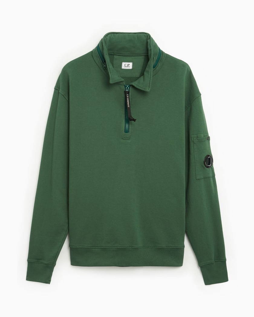 CP Company Men s Half Zip Polo Hoodie Green 16CMSS019A110039G 649 FOOTDISTRICT