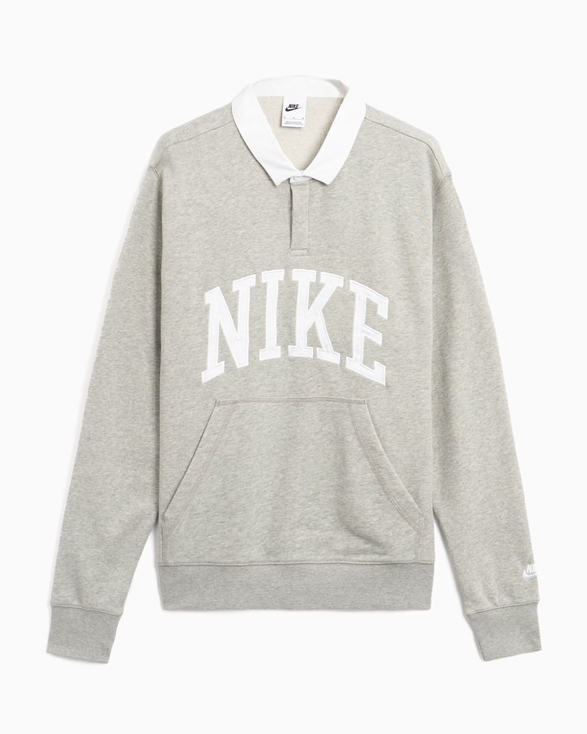 Nike Club Men s Fleece Long Sleeve Polo Grau FN3112 063 FOOTDISTRICT