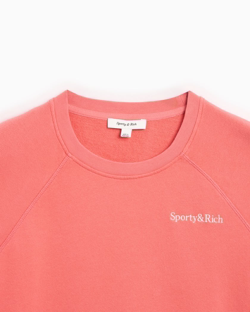 Sporty & Rich Serif Logo Soft Unisex Sweatshirt Pink Sporty & Rich Serif Logo Soft Unisex Sweatshirt Pink