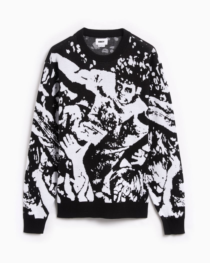 OBEY Clothing Crowd Surfing Men s Sweater Black White 151000082 BKM FOOTDISTRICT