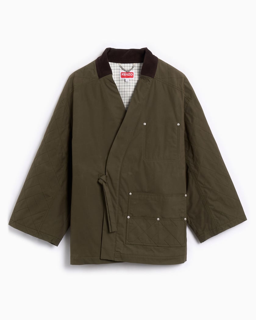 Kenzo Weave Kimono Oversize Herren-Leichte Jacke Grün FF65MA1469HD