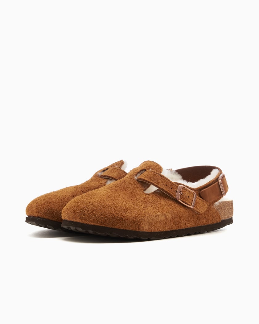 BIRKENSTOCK Tokio Inside Shearling Suede Leather Narrow Brown