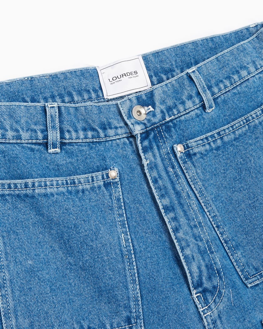 Lourdes New York Pockets Cargo Unisex Denim Pants Blue