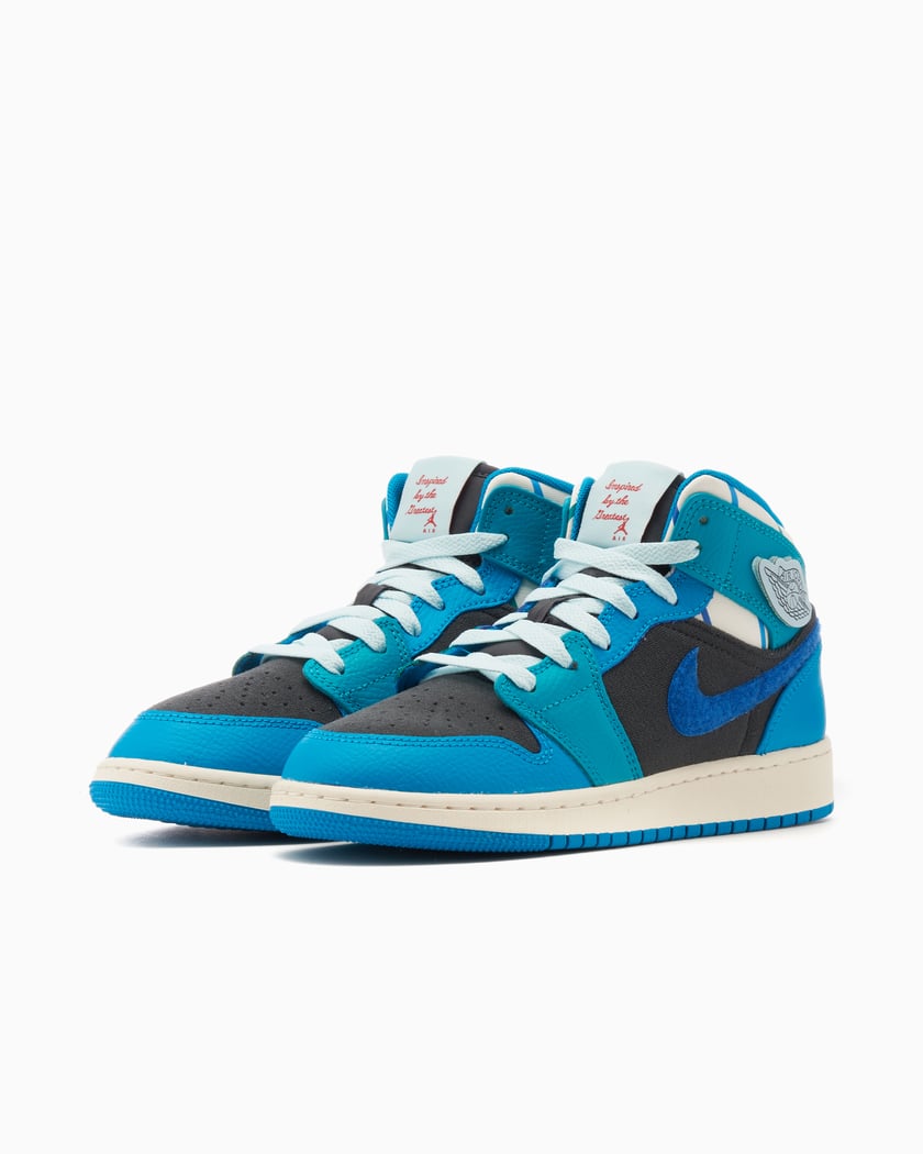 Air Jordan 1 Mid Sneaker School Glacier Blue GS