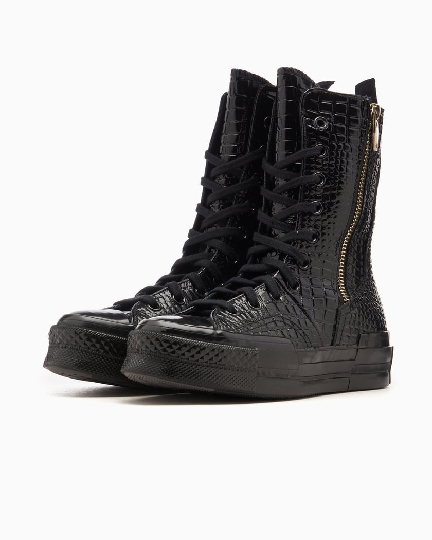 Black leather converse womens online