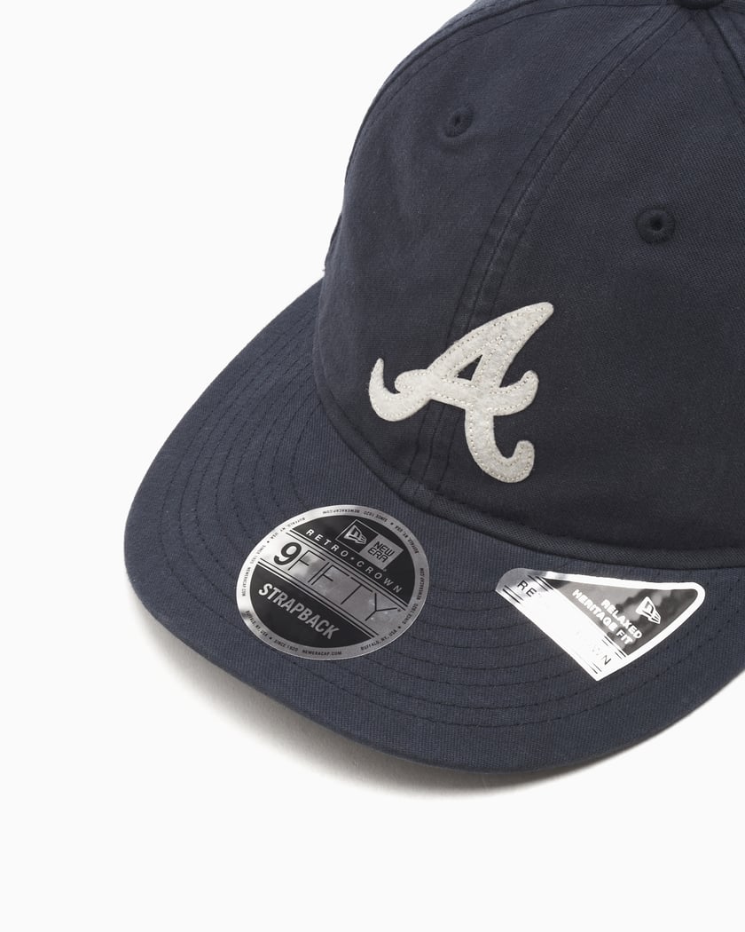 New Era Atlanta Braves Canvas Felt Logo Navy Retro Crown Unisex