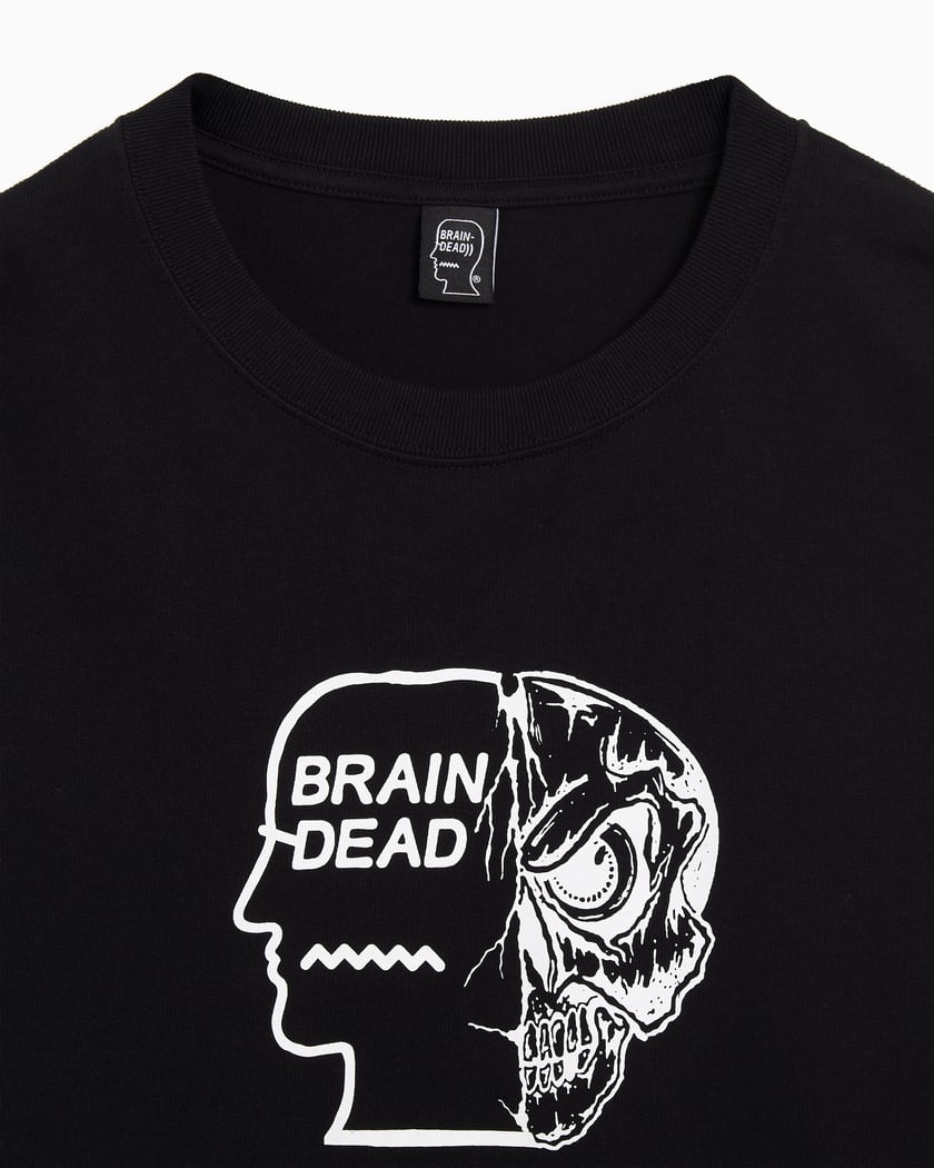 Brain Dead Skull Mech Graphic Long-Sleeved Relaxed Men's T-Shirt