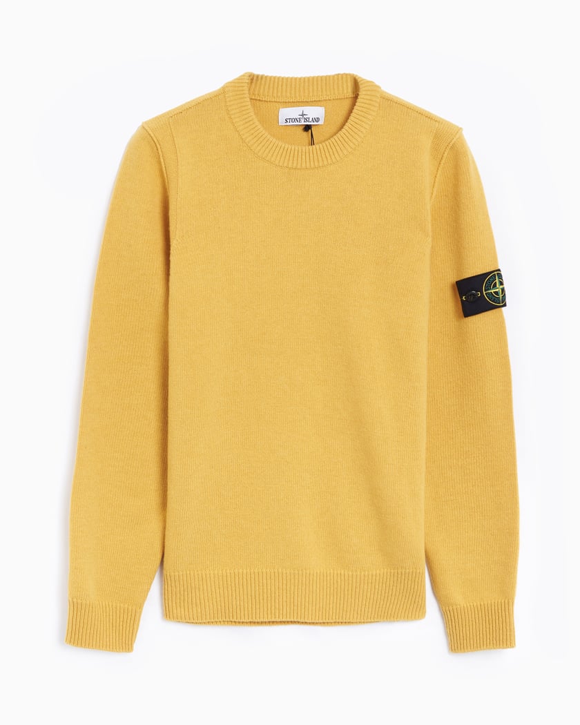 Stone Island Logo Men s Sweater Yellow 8115508A3 V0033 FOOTDISTRICT