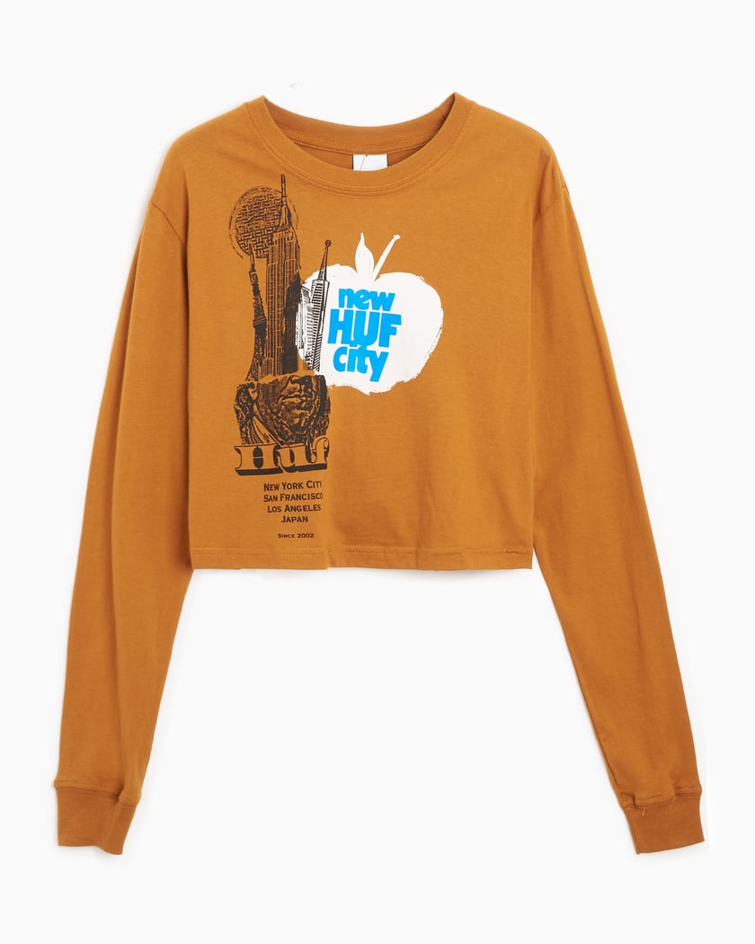 HUF The City Women's Long Sleeve Cropped T-Shirt Orange