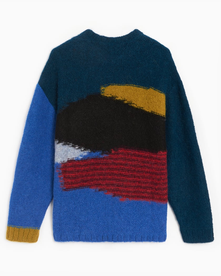 Brain Dead Men's Boxy Knit Sweater Boxy Men's Sweater Blue