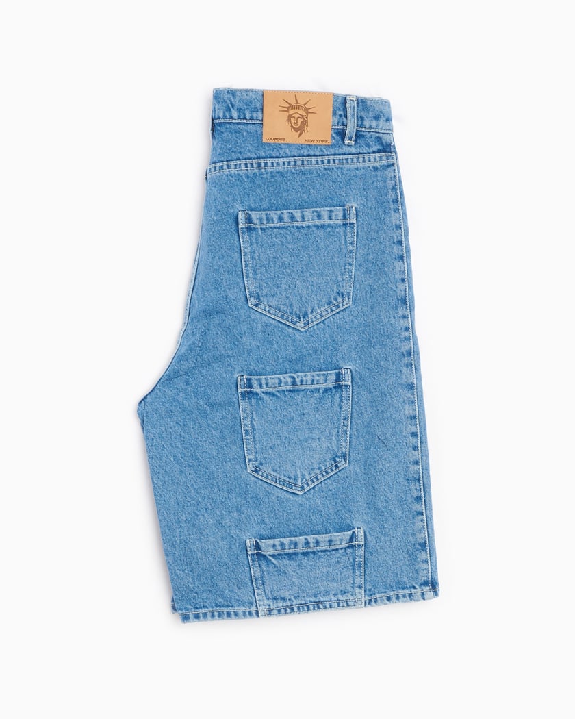 Lourdes New York Unisex Denim Cargo Shorts Blue LO2SMT01AP Lourdes New York Unisex Denim Cargo Shorts Blue LO2SMT01AP
