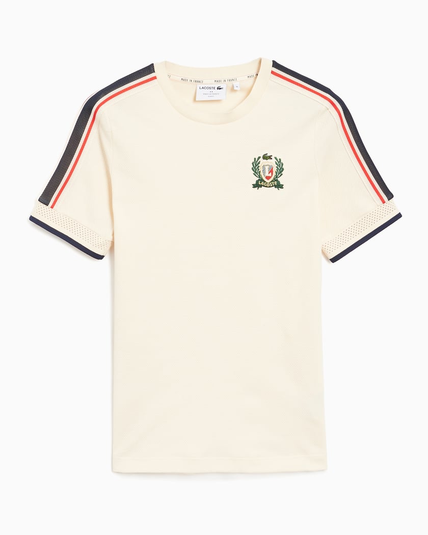 話題の人気 Lacoste Beige T-Shirt Pique Textured Men's Made French トップス