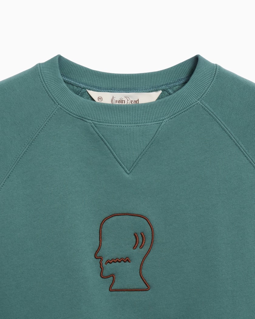 トップス VR RATHIAN CREWNECK Brain Dead Head Raglan Logo Men's Sweatshirt Green